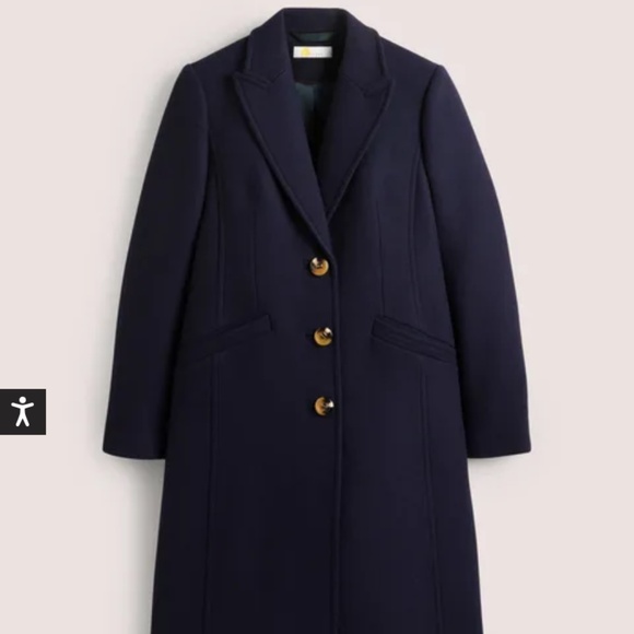 Boden Wool Blend Tailored Coat in Navy 6 - Picture 3 of 10